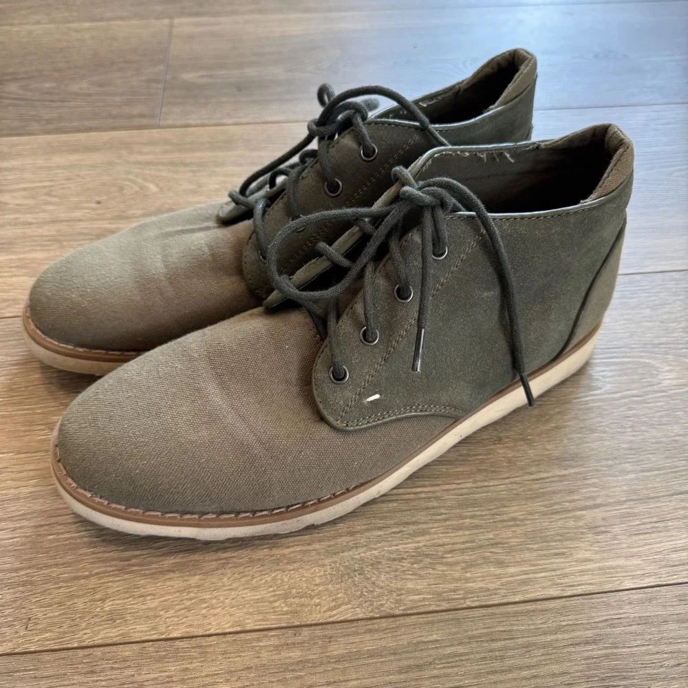 Generic Surplus Dom Sud Mens Olive Green Canvas Suede Chukka Boots Vibram Sole 9